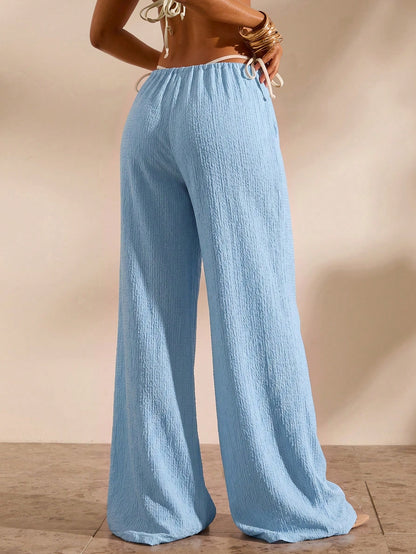 Opulessa Women's Summer Beach Solid Color Waist Tie Swim Pants