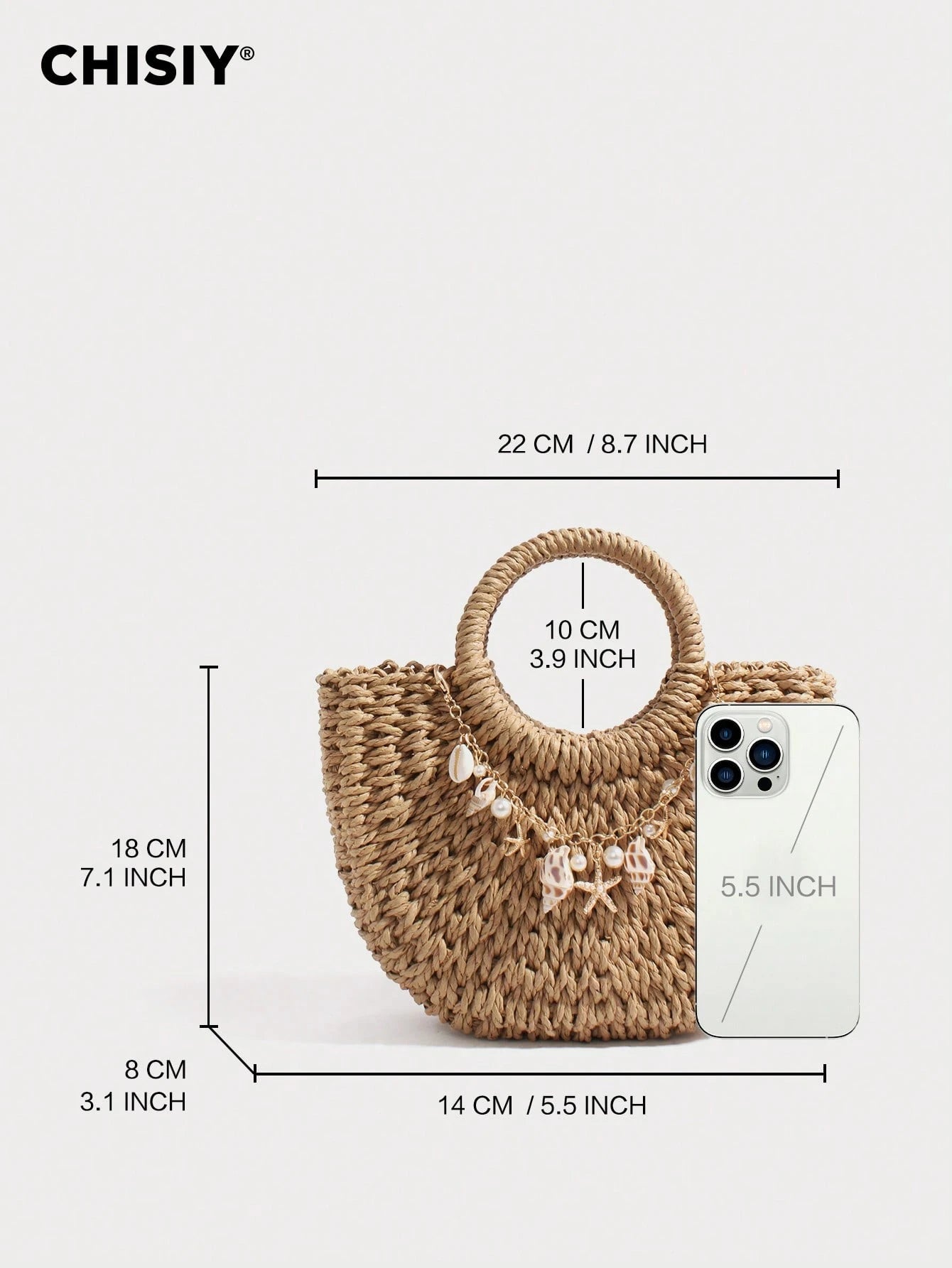 Original Pearl Shell Ornament Woven Bag, Straw Woven Handbag, Woven Handbag, Summer Beach Bag, Creative Women's Shoulder Bag, Beach Vacation Bag