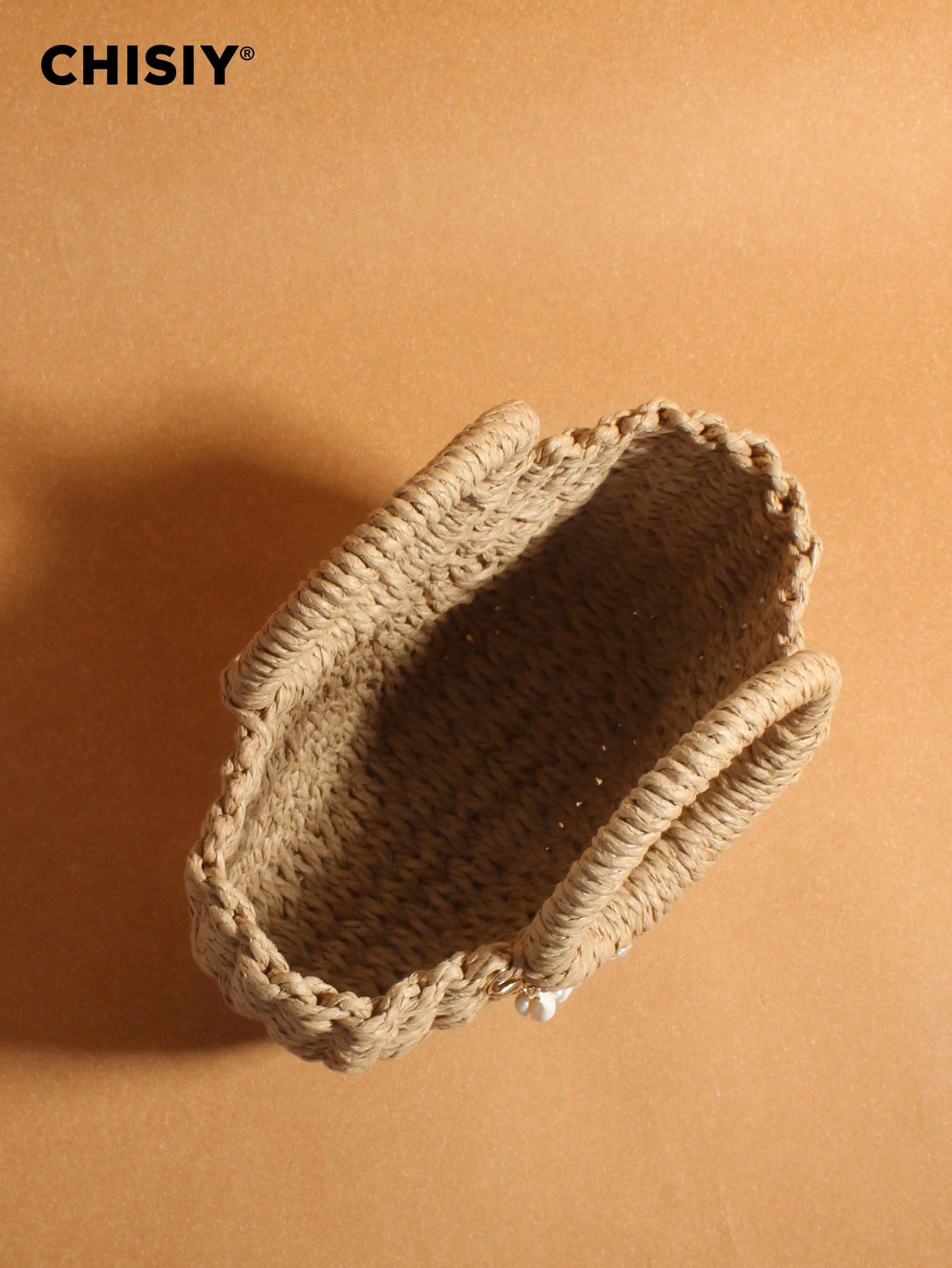 Original Pearl Shell Ornament Woven Bag, Straw Woven Handbag, Woven Handbag, Summer Beach Bag, Creative Women's Shoulder Bag, Beach Vacation Bag