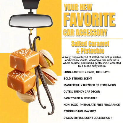 Osmore Caramel Kiss, Extra-Rich Caramel And Creamy Vanilla Car Air Freshener, Strong Sweet Scent For Instant Mood Boost, Warm Dessert-Inspired Hanging Diffuser, Long-Lasting Fragrance For Car, Car Acc