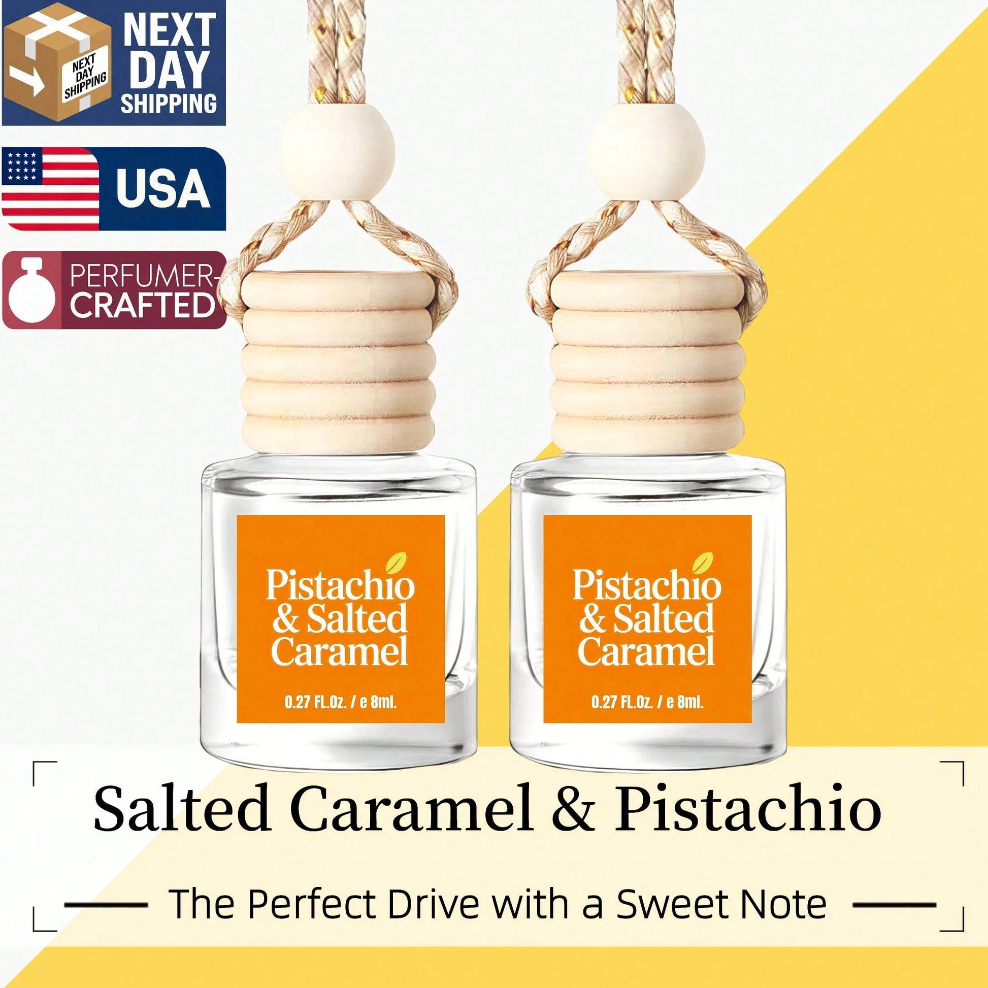 Osmore Caramel Kiss, Extra-Rich Caramel And Creamy Vanilla Car Air Freshener, Strong Sweet Scent For Instant Mood Boost, Warm Dessert-Inspired Hanging Diffuser, Long-Lasting Fragrance For Car, Car Acc