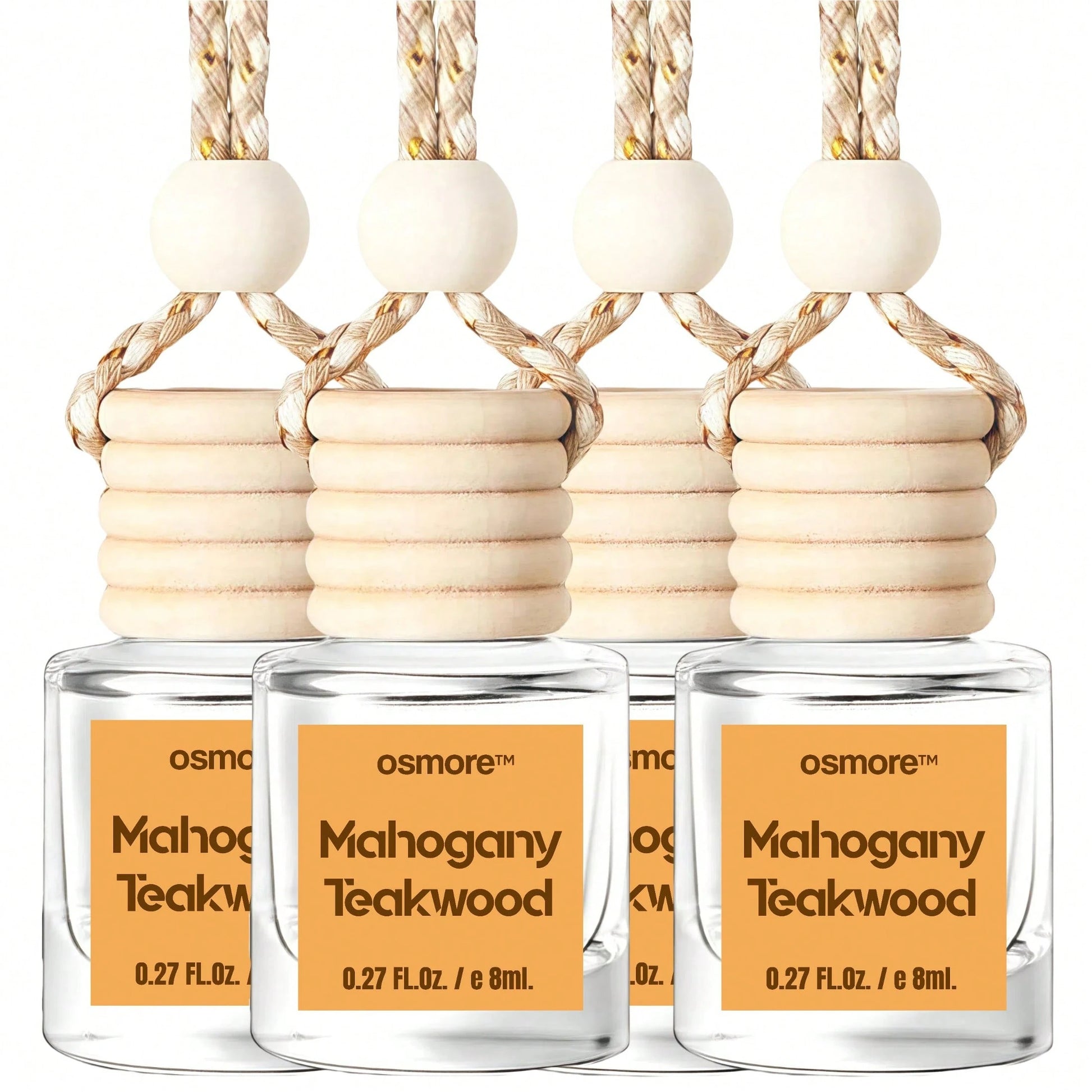 Osmore Mahogany Teakwood, Deep Woody Musk Car Air Freshener, Clean Gentle Scent For A Confidence Vibe, Warm Wood-Inspired Hanging Diffuser, Long-Lasting Fragrance For Car, 4 Pack Aromatherapy Diffuser