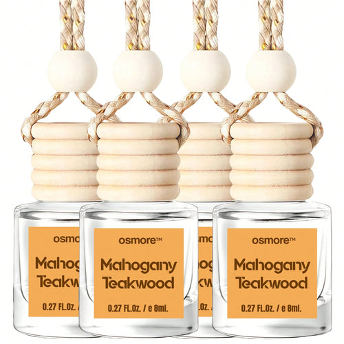 Osmore Mahogany Teakwood, Deep Woody Musk Car Air Freshener, Clean Gentle Scent For A Confidence Vibe, Warm Wood-Inspired Hanging Diffuser, Long-Lasting Fragrance For Car, 4 Pack Aromatherapy Diffuser