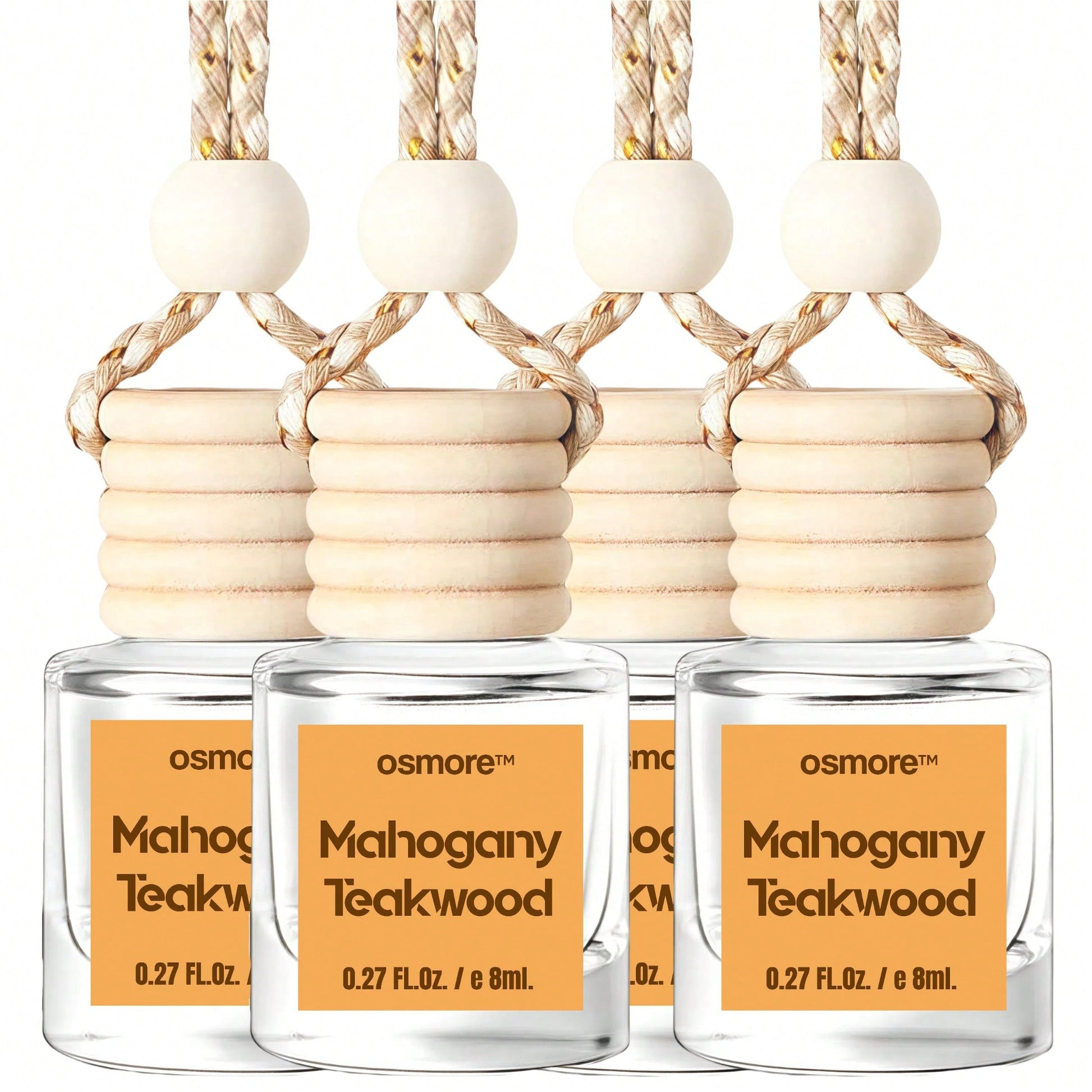 Osmore Mahogany Teakwood, Deep Woody Musk Car Air Freshener, Clean Gentle Scent For A Confidence Vibe, Warm Wood-Inspired Hanging Diffuser, Long-Lasting Fragrance For Car, 4 Pack Aromatherapy Diffuser