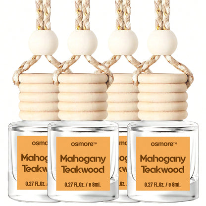 Osmore Mahogany Teakwood, Deep Woody Musk Car Air Freshener, Clean Gentle Scent For A Confidence Vibe, Warm Wood-Inspired Hanging Diffuser, Long-Lasting Fragrance For Car, 4 Pack Aromatherapy Diffuser