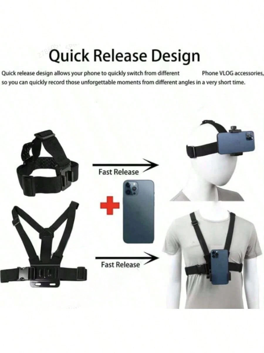 Outdoor Sports Camera Accessories, Phone Shooting Head Strap, First-Person Perspective Shooting Accessories, Sports Camera Chest Strap