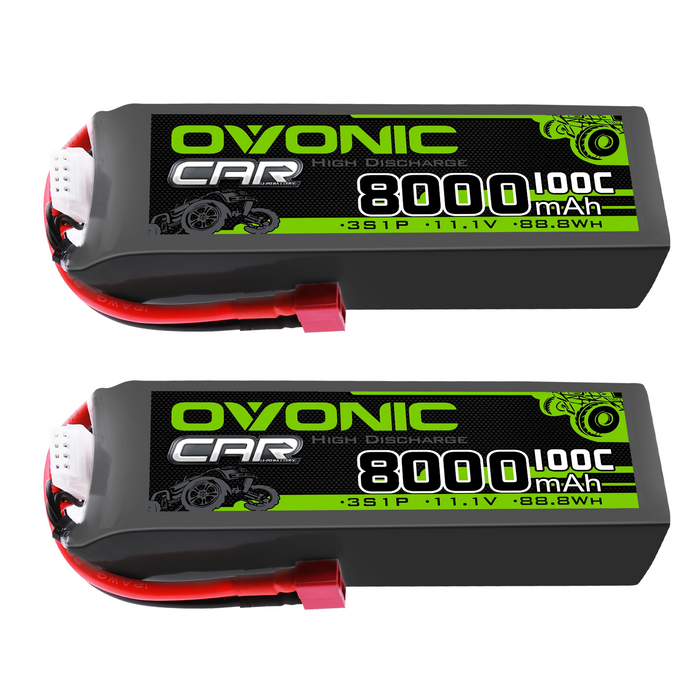 OVONIC 3S 11.1V 8000mAh 100C High Power Lipo Battery w/ Deans T Connector for 1/10 RC Car/Plane/Boat