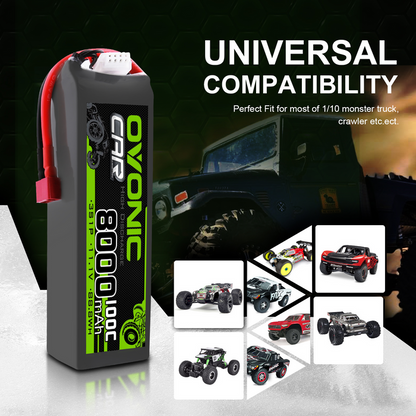 OVONIC 3S 11.1V 8000mAh 100C High Power Lipo Battery w/ Deans T Connector for 1/10 RC Car/Plane/Boat
