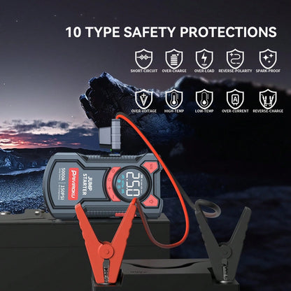 PAIIVIROKU 5000A Peak Car Jump Starter With 150PSI Air Compressor, 5 In 1 Portable Jump Box Battery Pack With Digital Tire Inflator, Fast Charge USB Output & LED Emergency Light, Car Battery Booster F