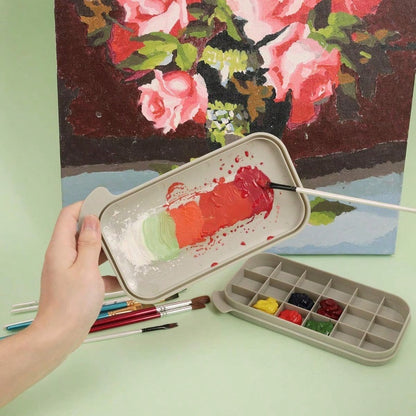 Paint Brush Cleaner, Paint Brush Holder And Organizers With Palette For Acrylic, Watercolor, And Water-Based Paints (Grey)