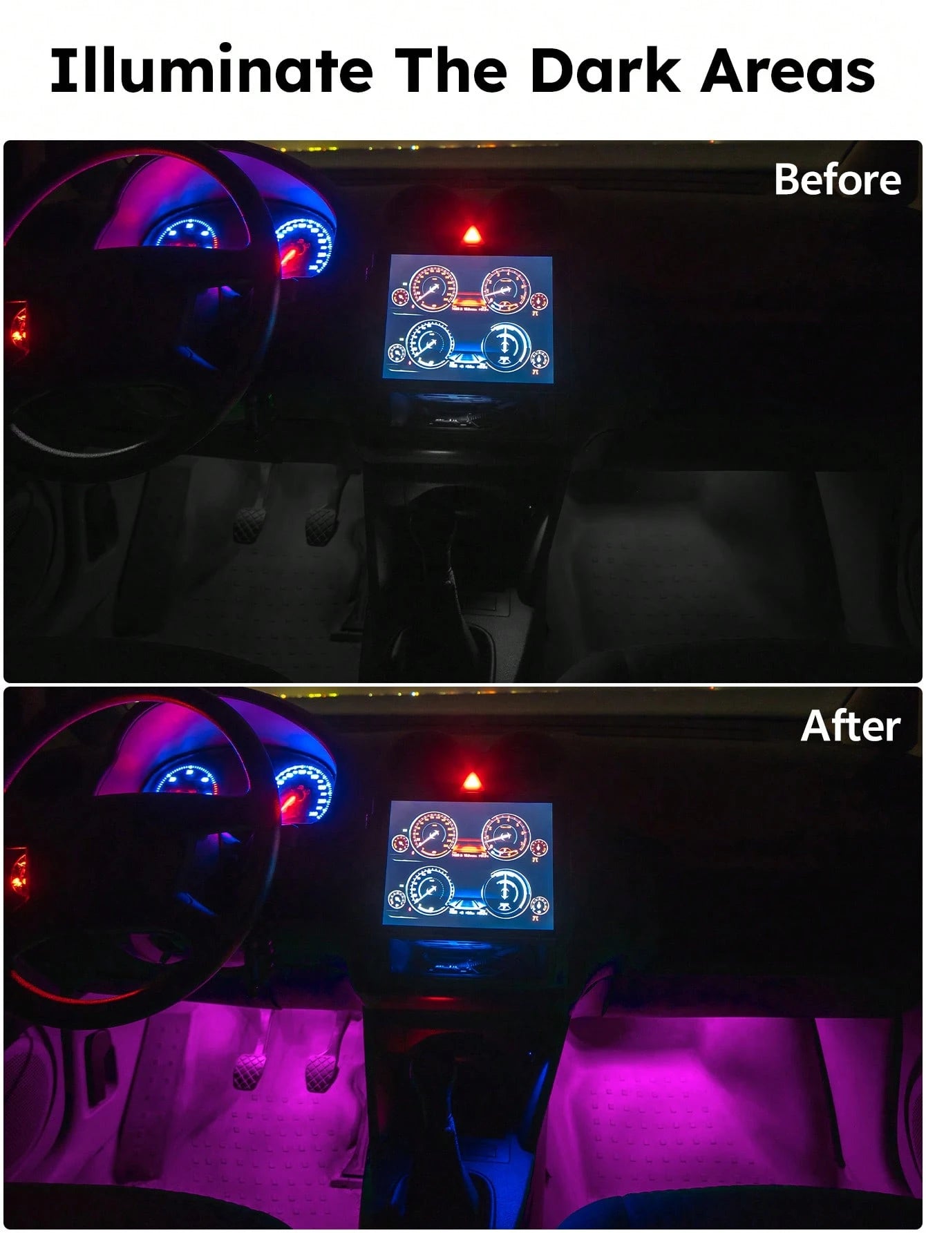 PAKRYS 2pcs LED Car Interior Lights With Touch Sensor- Strong Adhesive/Magnetic Mount, Multiple Colors (White, Blue, Green, Purple), Portable Reading Ceiling Lamp