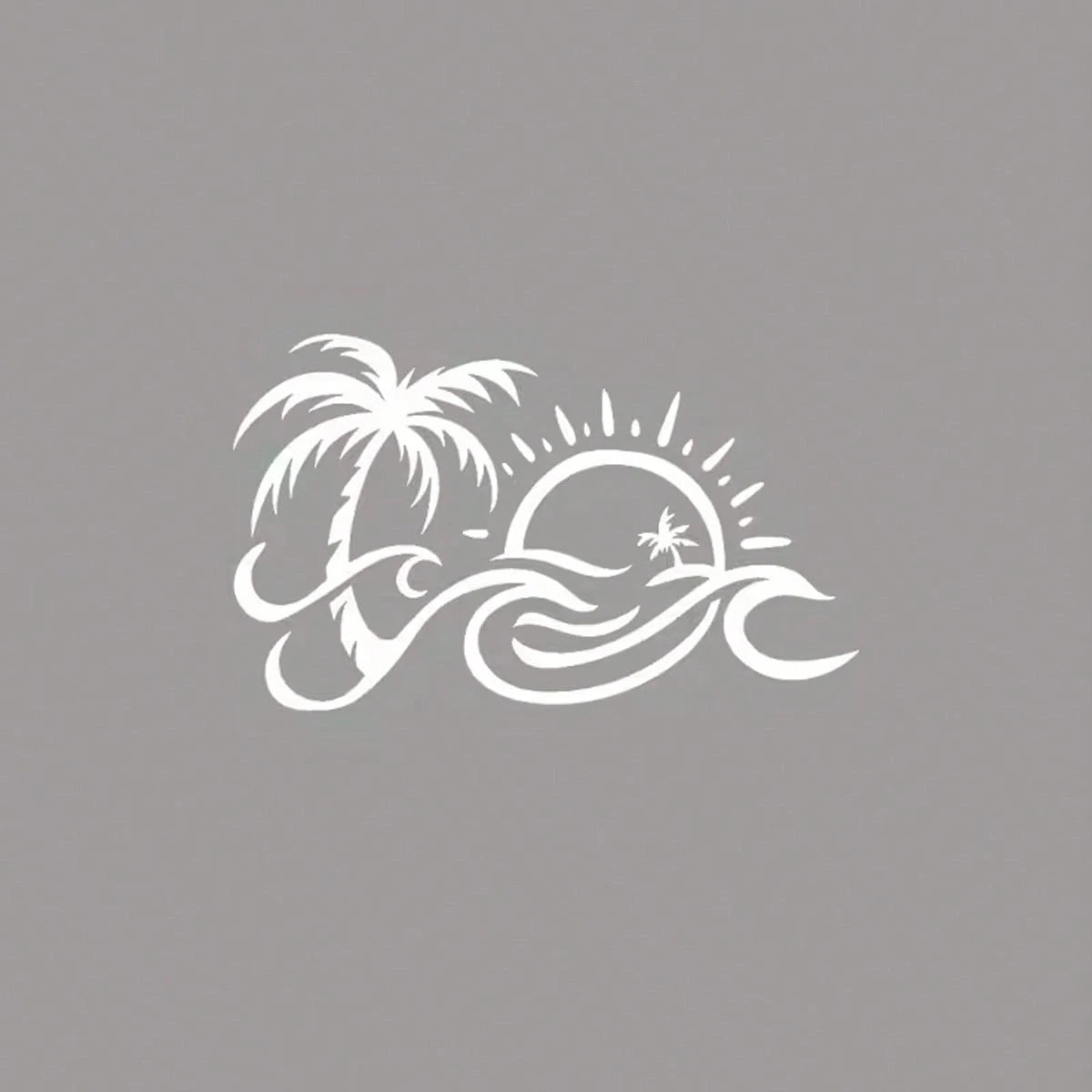 Palm Tree And Wave Pattern Car Rearview Mirror Sticker, Suitable For Water Bottles, Laptops, Refrigerators, Windows, Car Decor Stickers