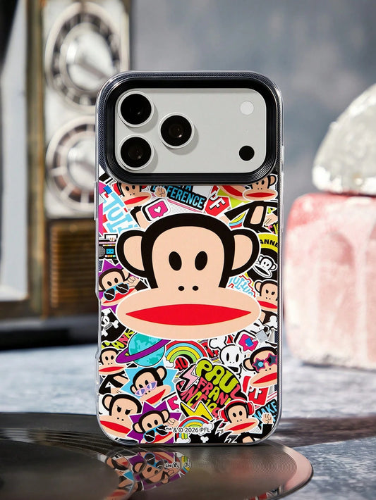 Paul Frank X Paul Fr Ank "Sticker Bomb" Graffiti Print Phone Case, Shockproof TPU Protective Shell Compatible With IPhone 14/15/16 Pro Max