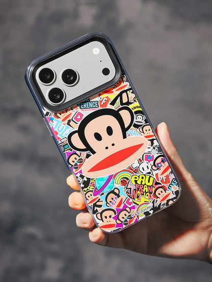 Paul Frank X Paul Fr Ank "Sticker Bomb" Graffiti Print Phone Case, Shockproof TPU Protective Shell Compatible With IPhone 14/15/16 Pro Max