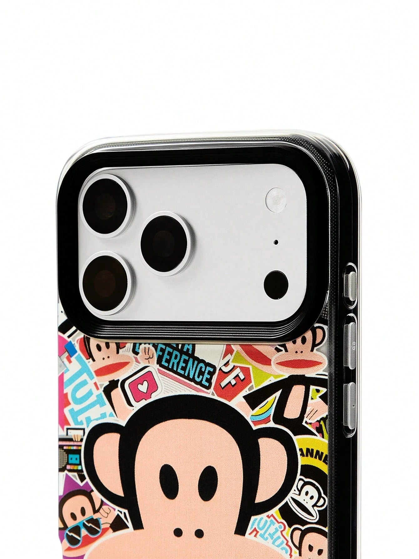 Paul Frank X Paul Fr Ank "Sticker Bomb" Graffiti Print Phone Case, Shockproof TPU Protective Shell Compatible With IPhone 14/15/16 Pro Max