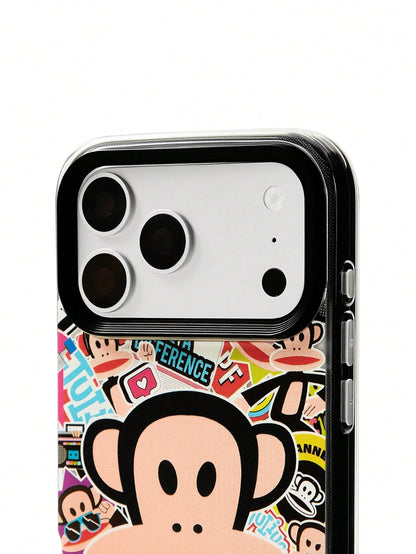 Paul Frank X Paul Fr Ank "Sticker Bomb" Graffiti Print Phone Case, Shockproof TPU Protective Shell Compatible With IPhone 14/15/16 Pro Max