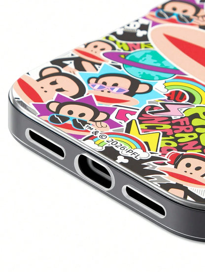 Paul Frank X Paul Fr Ank "Sticker Bomb" Graffiti Print Phone Case, Shockproof TPU Protective Shell Compatible With IPhone 14/15/16 Pro Max