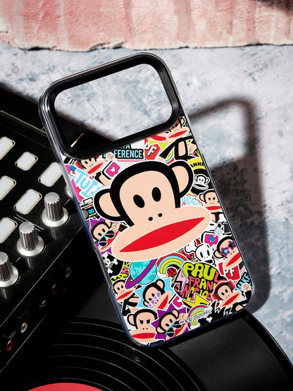 Paul Frank X Paul Fr Ank "Sticker Bomb" Graffiti Print Phone Case, Shockproof TPU Protective Shell Compatible With IPhone 14/15/16 Pro Max