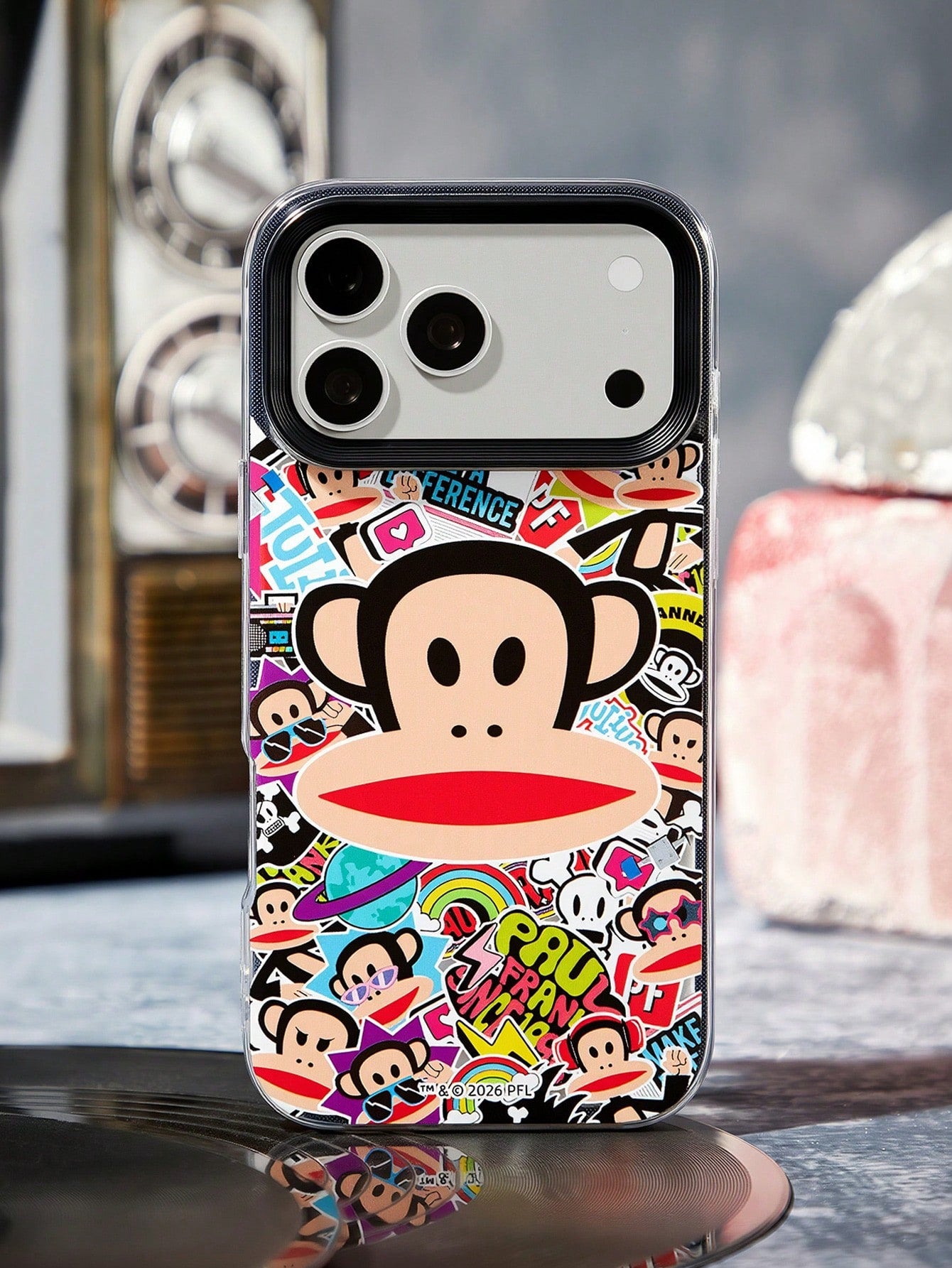 Paul Frank X Paul Fr Ank "Sticker Bomb" Graffiti Print Phone Case, Shockproof TPU Protective Shell Compatible With IPhone 14/15/16 Pro Max