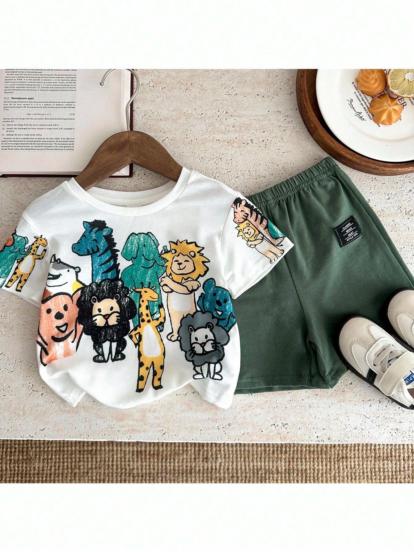 PAW Patrol Baby Boy Casual Simple, Soft And Comfortable, Cartoon Puppy Print, Round Neck Short Sleeve T-Shirt And Shorts 2pcs Set, Suitable For Spring And Summer