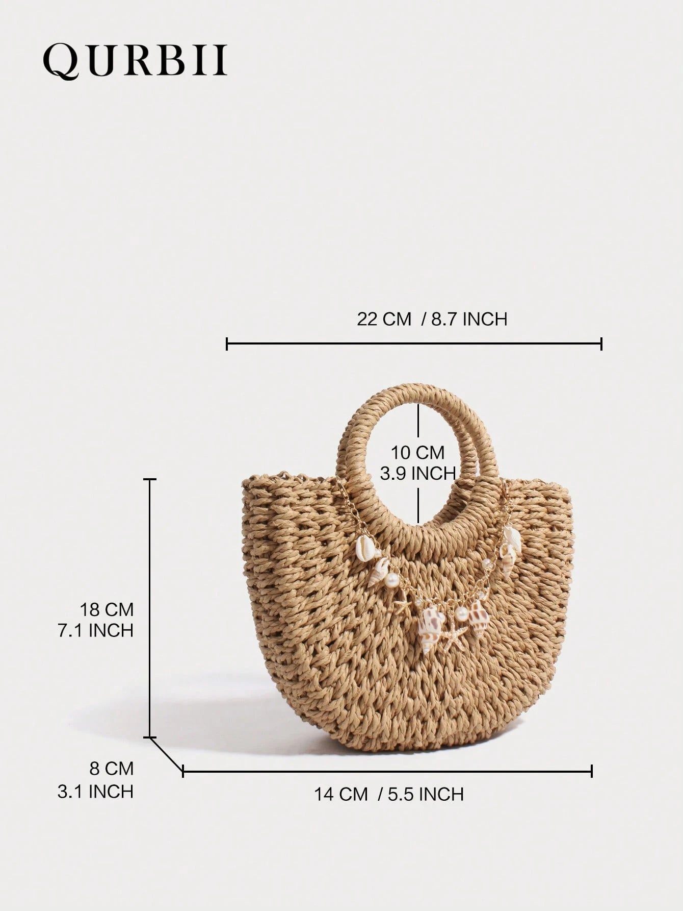Pearl Shell Hanging Decoration Woven Bag, Straw Woven Handbag, Woven Handbag, Summer Beach Bag, Creative Women's Shoulder Bag, Beach Vacation Bag