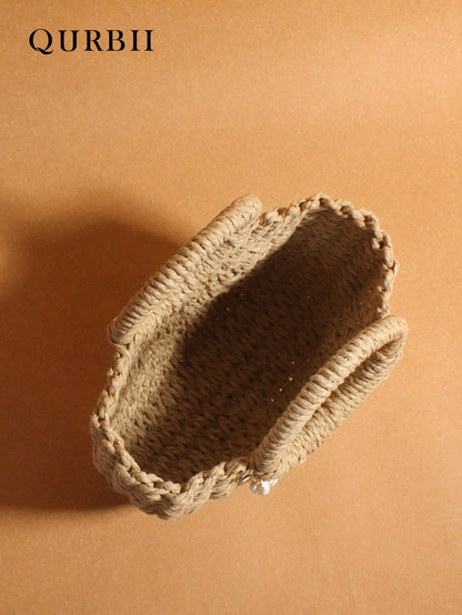 Pearl Shell Hanging Decoration Woven Bag, Straw Woven Handbag, Woven Handbag, Summer Beach Bag, Creative Women's Shoulder Bag, Beach Vacation Bag