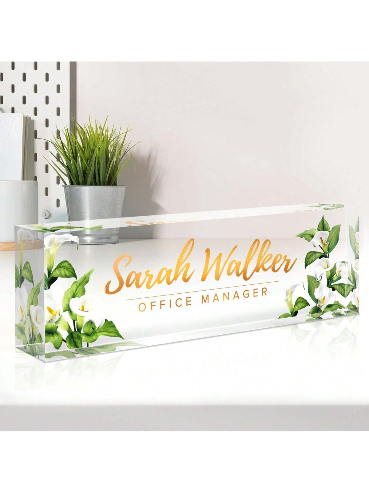 Personalized Acrylic Desktop Nameplate, Succulent & Floral Design, Modern Style Decor For Office, Bedroom, Customizable Name, Suitable For Psychologist Office, Non-Electric, Perfect Gift For Christmas