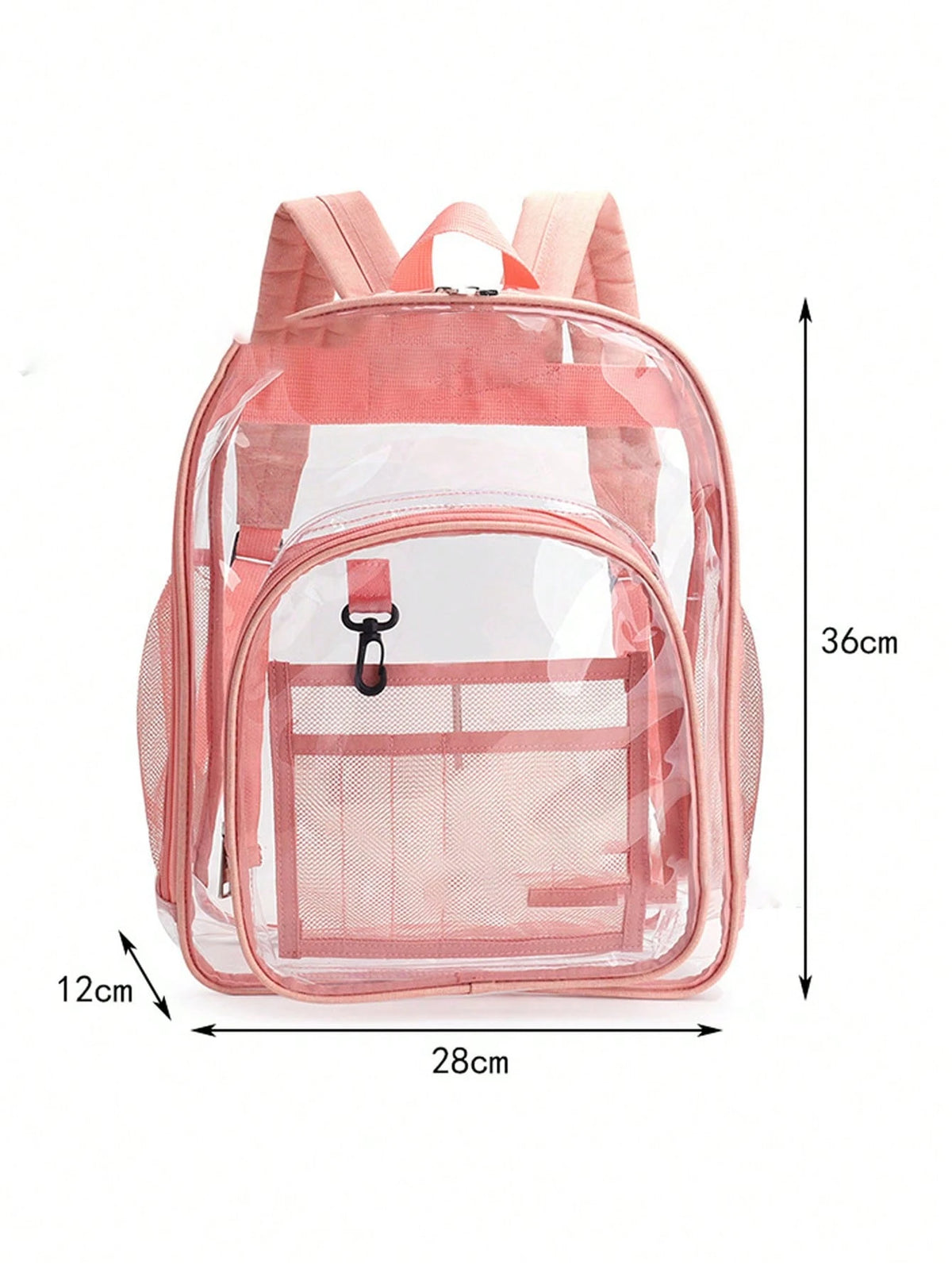 Personalized Clear Backpack With Name, Custom PVC Heavy Duty Transparent Bookbag, See Through Travel Organizer With Zipper Closure