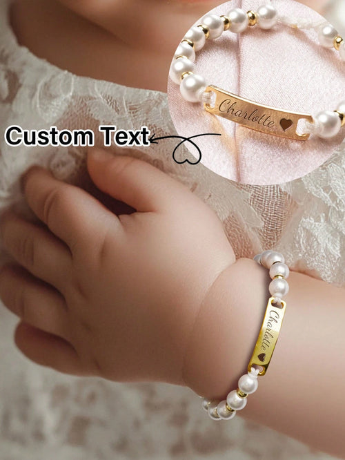 Personalized Cute Children's Faux Pearl Stainless Steel Customized Name Girls Bracelet, Handmade Crafted Woven Bracelet, Gift For Easter, Valentine's Day, Birthday,Multi-Functional,Ornamental,Letter,S