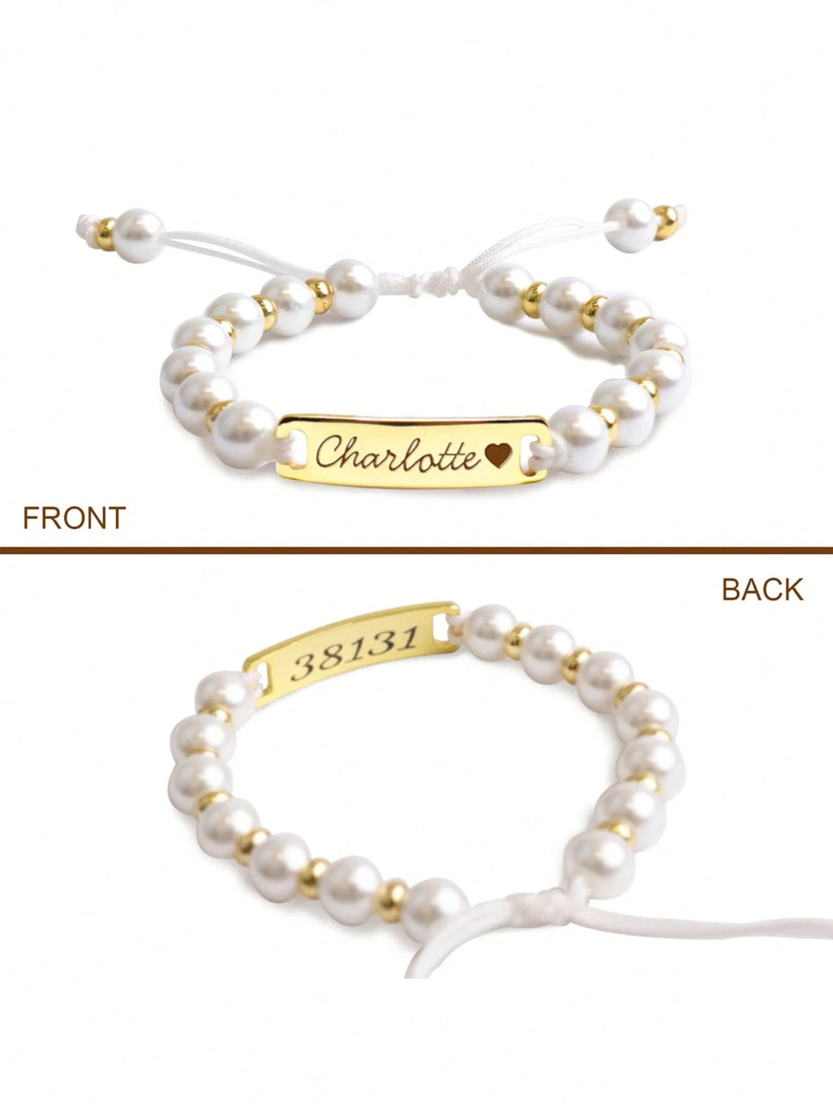 Personalized Cute Children's Faux Pearl Stainless Steel Customized Name Girls Bracelet, Handmade Crafted Woven Bracelet, Gift For Easter, Valentine's Day, Birthday,Multi-Functional,Ornamental,Letter,S