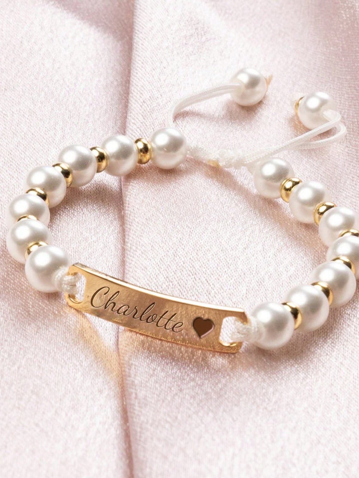 Personalized Cute Children's Faux Pearl Stainless Steel Customized Name Girls Bracelet, Handmade Crafted Woven Bracelet, Gift For Easter, Valentine's Day, Birthday,Multi-Functional,Ornamental,Letter,S