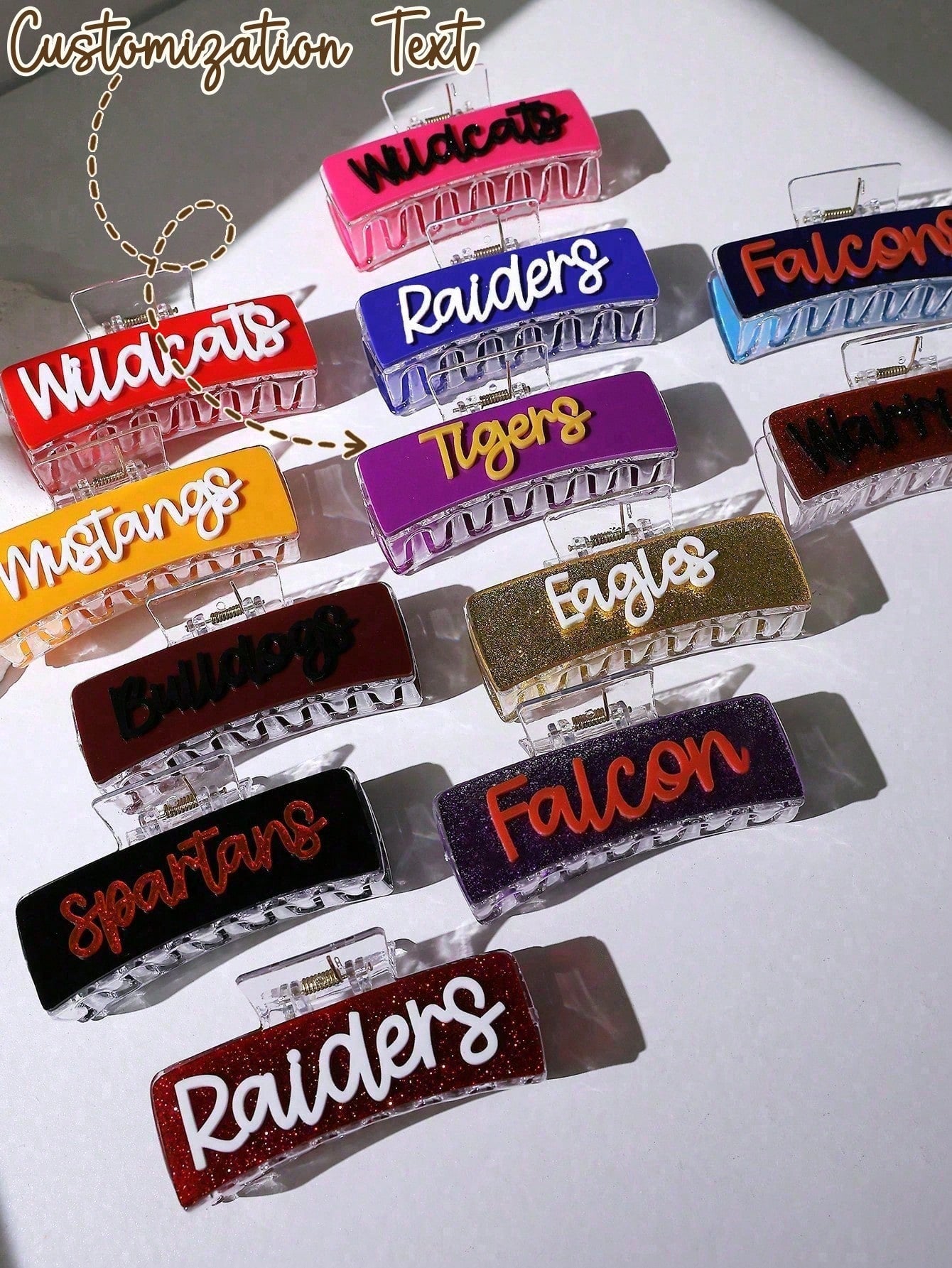 Personalized Gameday Team Name Rainbow Letter Custom Hair Clips, Bridesmaid Gift, Customized Name Hair Accessories, Wedding Claw Clips