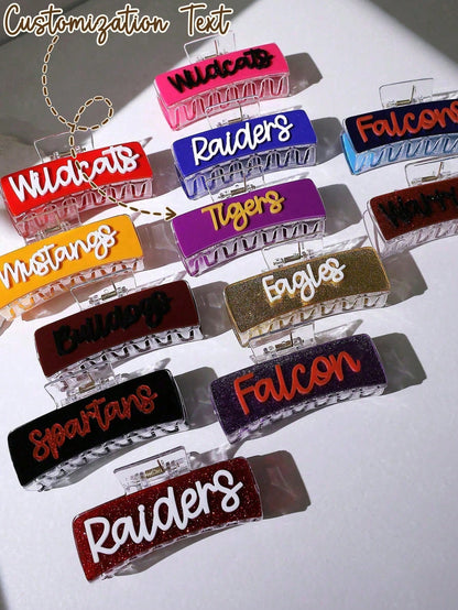 Personalized Gameday Team Name Rainbow Letter Custom Hair Clips, Bridesmaid Gift, Customized Name Hair Accessories, Wedding Claw Clips