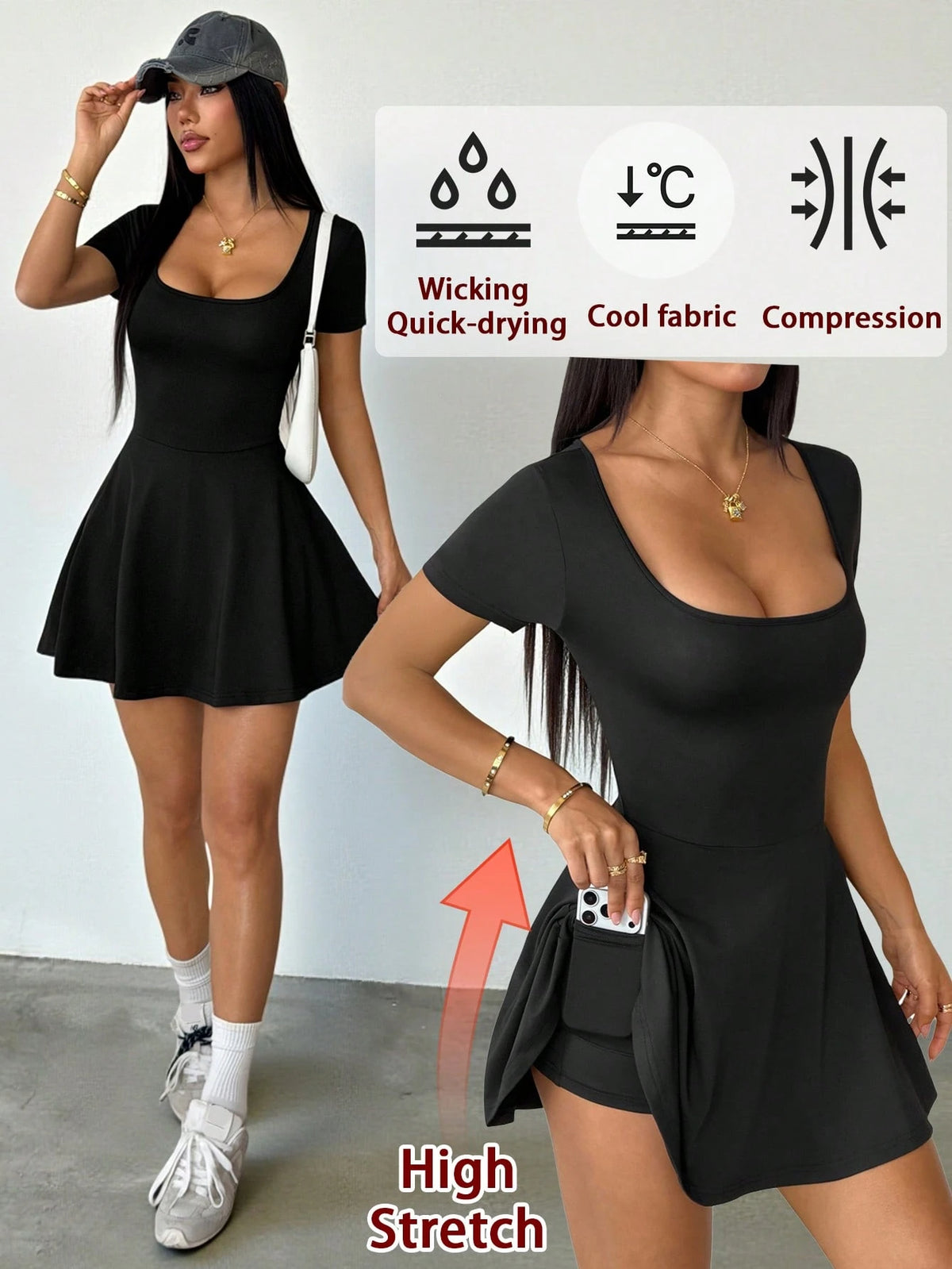 PETITE Black Knitted Mini Dress For Women,Summer DressesSpring Clothes,Summer Dresses For Women,Petite Women Everyday Workout Gym Casual