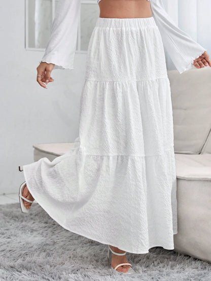 PETITE Solid Ruffle Hem Schiffy Skirt,Petite Women
