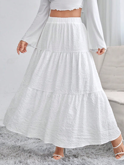 PETITE Solid Ruffle Hem Schiffy Skirt,Petite Women