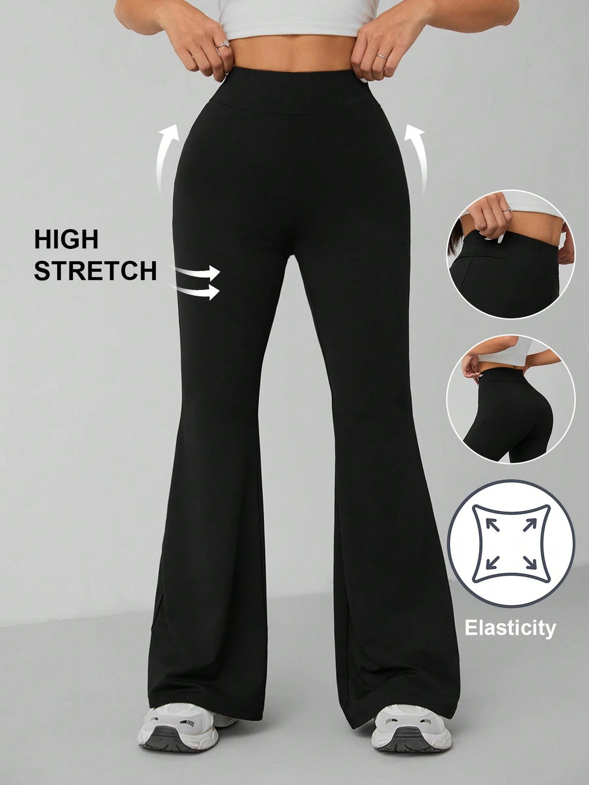PETITE Solid Skinny Flare Leg Pants,Petite Women