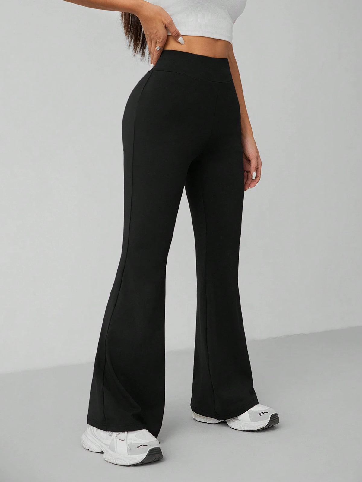 PETITE Solid Skinny Flare Leg Pants,Petite Women