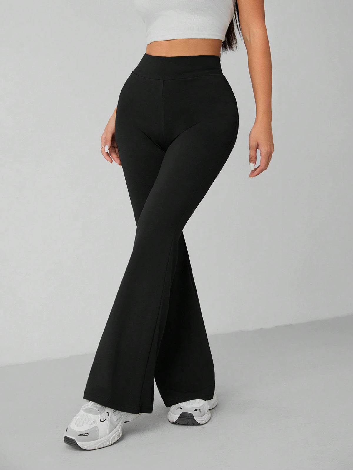 PETITE Solid Skinny Flare Leg Pants,Petite Women