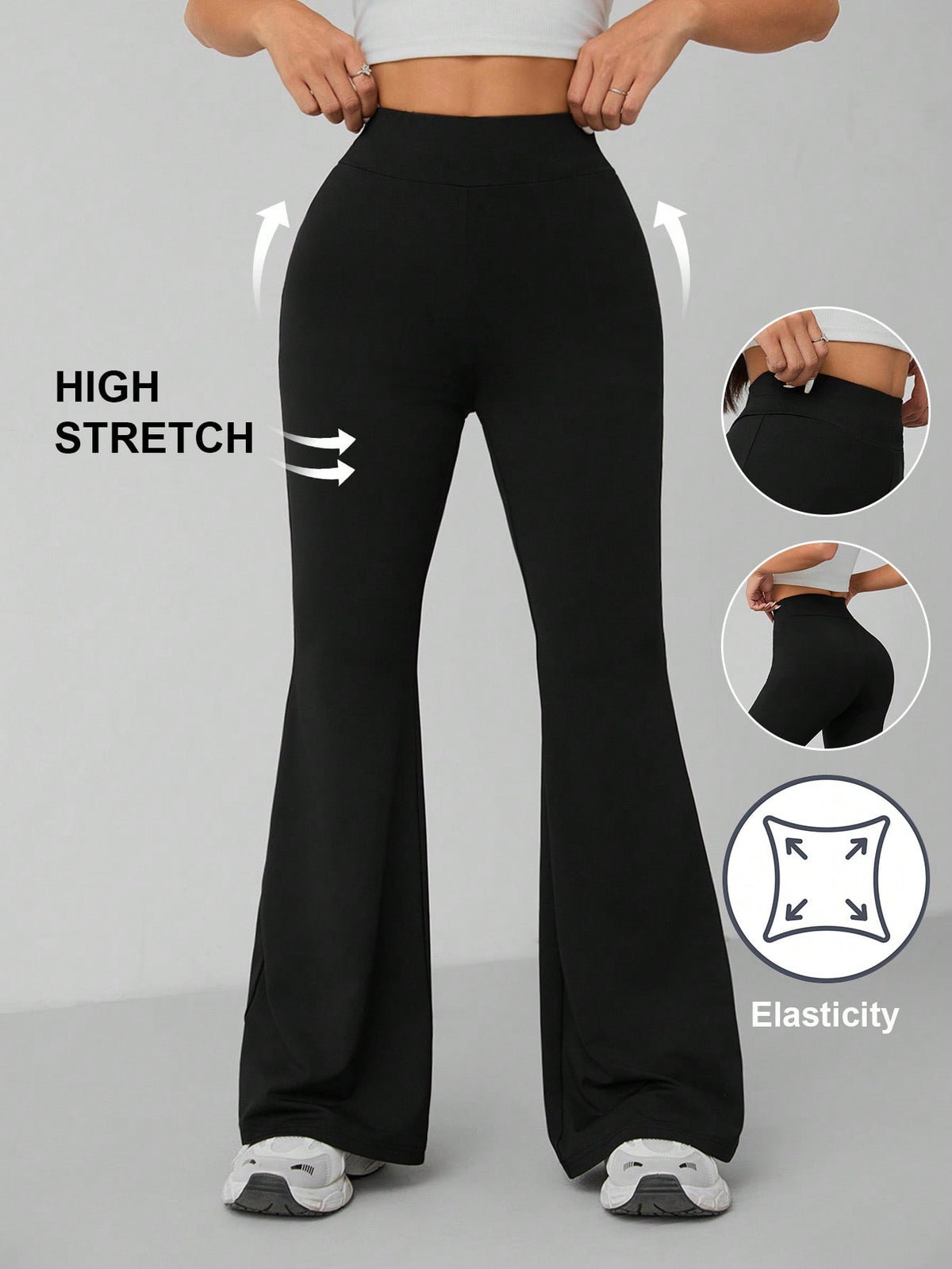 PETITE Solid Skinny Flare Leg Pants,Petite Women