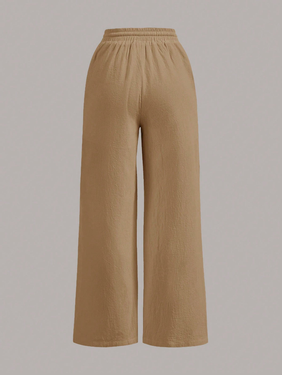 PETITE Two-Piece Set Summer Drawstring Wide-Leg Solid Color Trousers,Petite Women