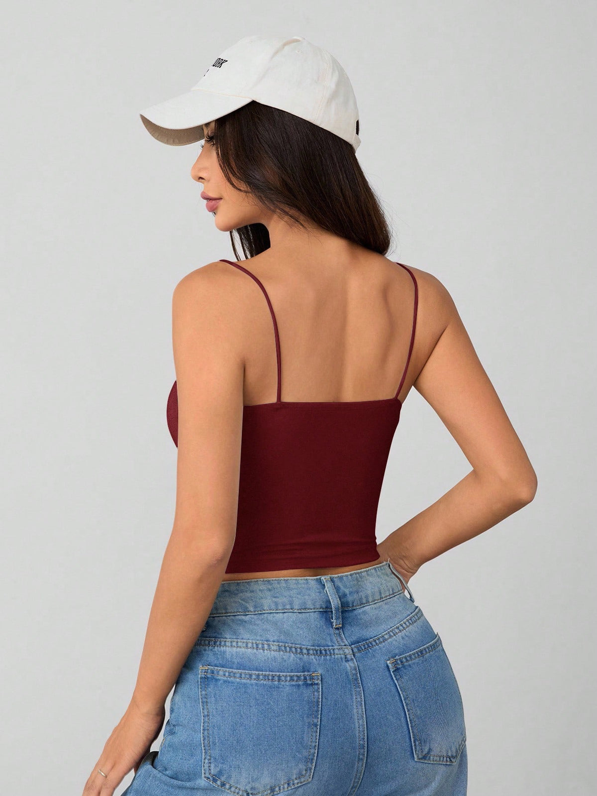 PETITE Women's Burgundy Tight Round Neck Breathable Basic Camisole Women's Tops Braless Vest Tops,Petite Women Going Out Summer Sexy