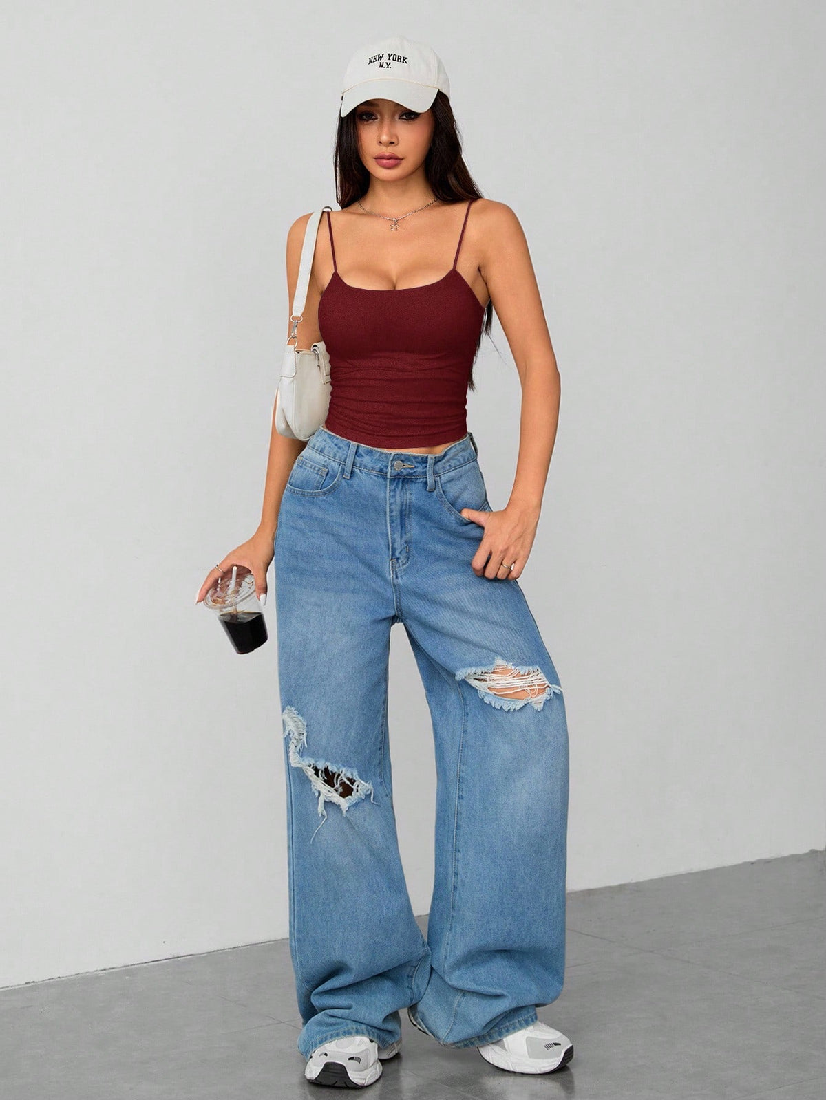 PETITE Women's Burgundy Tight Round Neck Breathable Basic Camisole Women's Tops Braless Vest Tops,Petite Women Going Out Summer Sexy