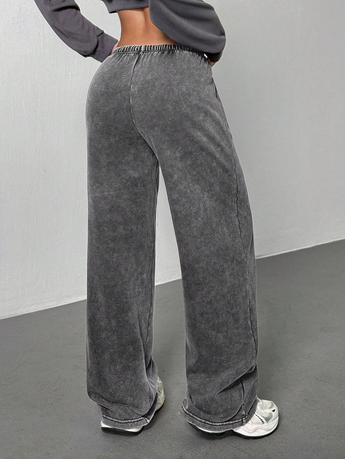 PETITE Women's Casual Low-Waist Straight Sweatpants, Suitable For Summer, Washed,Petite Women