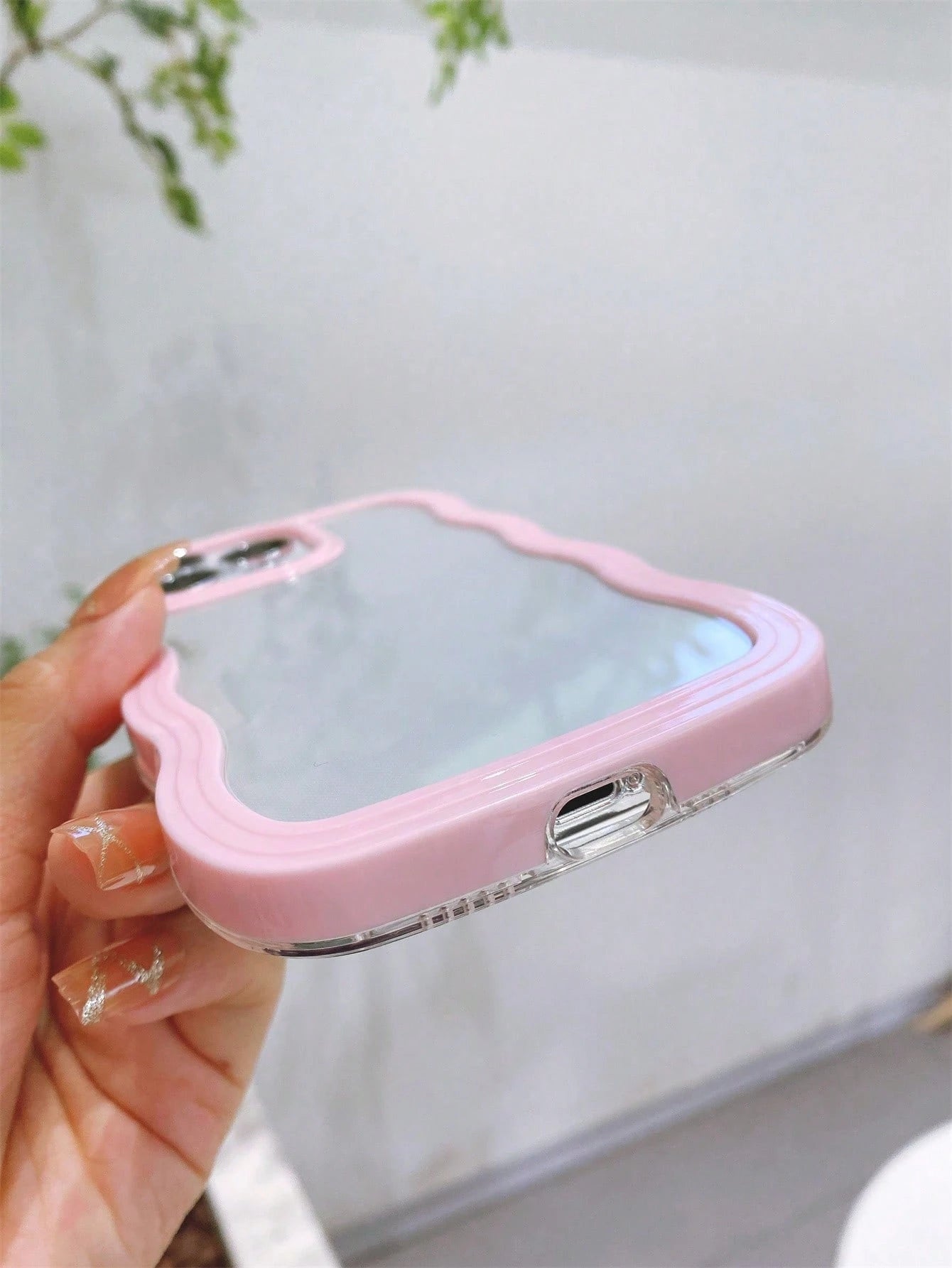 Pink Dual-Layer Wavy Design Phone Case, Shockproof, Anti-Sweat, Anti-Fingerprint, Wear-Resistant, Fade-Resistant, Compatible With IPhone Waterproof Anti-Fall Scratch Resistant