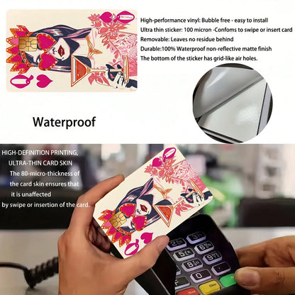 Pink Heart Queen Playing Card Design Credit Card Sticker, Suitable For EBT, Transportation, Keys, Credit Cards, Debit Cards, Bank Cards Protection, Bubble-Free, High Quality, Designed For Small Cards