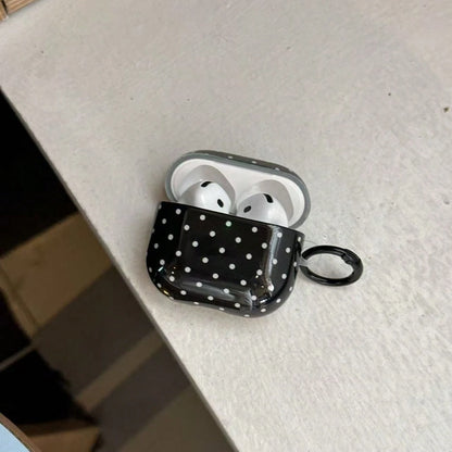 Pink Polka Dot Minimalist Design Earphone Case + Hanging Ring Set Compatible With Apple Pro 2/ Pro/ 4/ 3/ 2