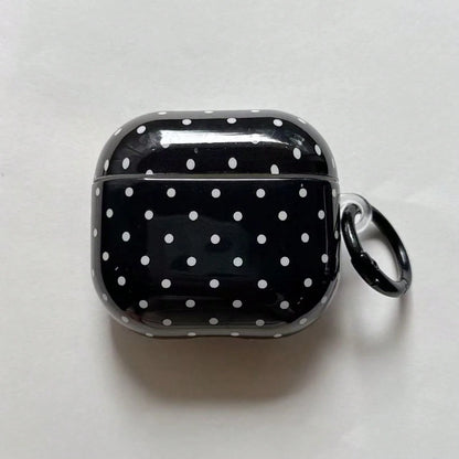 Pink Polka Dot Minimalist Design Earphone Case + Hanging Ring Set Compatible With Apple Pro 2/ Pro/ 4/ 3/ 2