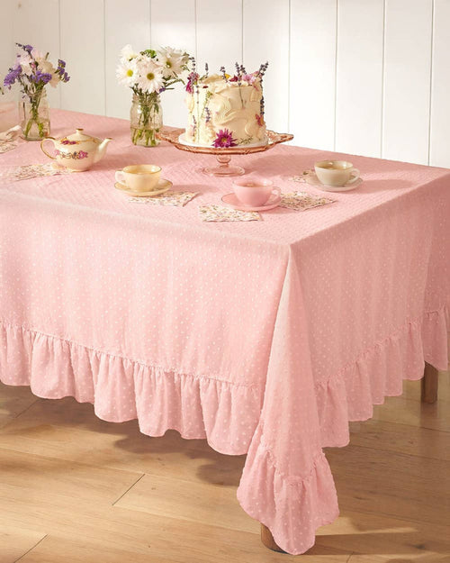 Pink Polka Dot Tablecloth | Tea Party, Ruffle, Coquette