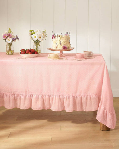 Pink Polka Dot Tablecloth | Tea Party, Ruffle, Coquette